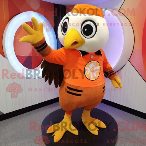 Costume De Mascotte Redbrokoly De Faucon Orange Personnage Habillé Avec Une Jupe Circulaire Et Des Bonnets