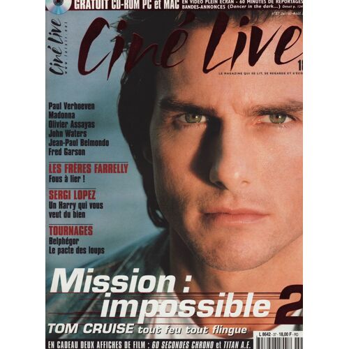 Ciné Live / 07-2000 N° 37 : Tom Cruise (9p) - Sergi Lopez (8p) - Clement Sibony (1p) - Marlon Brando (4p) - Sophie Marceau / Frédéric Diefenthal (4p) - Olivier Assayas (2p) - John Waters (2p)