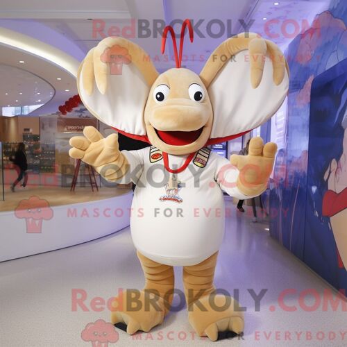 Costume Mascotte Redbrokoly De Homard Beige Habillé D Une Mini Robe Et De Porte-Clés