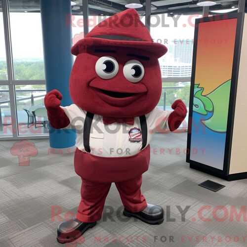 Personnage Mascotte Redbrokoly D Une Fajitas Rouge Habillée D Une Veste En Cuir Et De Sacs À Main