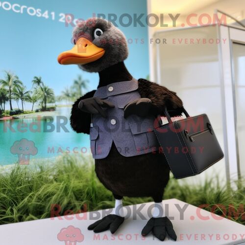 Personnage Mascotte Redbrokoly D Un Cygne Doré Habillé D Une Veste De Motard Et De Bracelets De Cheville