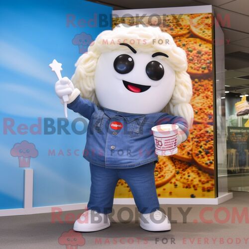 Personnage Mascotte Redbrokoly D Une Boulettes De Viande Vert Forêt Habillée D Une Chemise Henley Et De Sacs À Dos