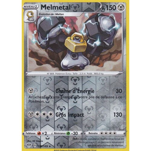 Carte Pokemon - Melmetal - 130/189 - Holo-Reverse - 150pv - Épée Et Bouclier 3 Ténèbres Embrasées