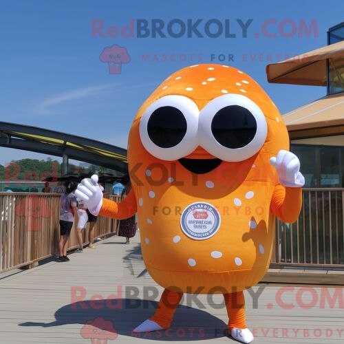 Personnage Mascotte Redbrokoly D Un Bagels Orange Habillé D Un Maillot De Bain Une Pièce Et De Lunettes De Soleil