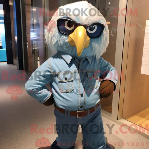 Personnage Mascotte Redbrokoly D Un Aigle De Haast Habillé D Une Chemise En Chambray Et De Montres Bracelet