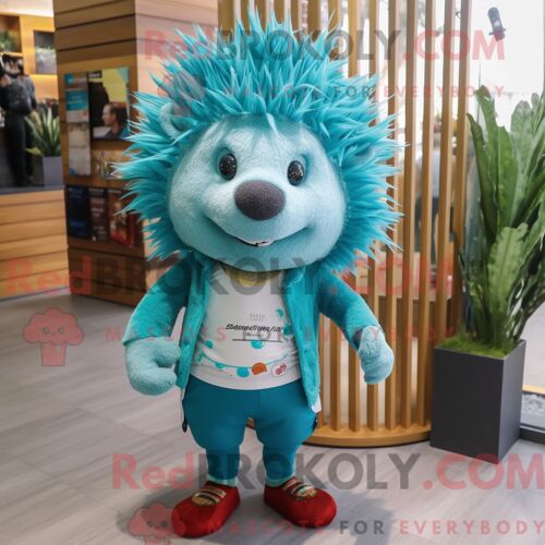 Costume Mascotte Redbrokoly De Télévision Jaune Habillé Avec Une Barboteuse Et Des Bracelets