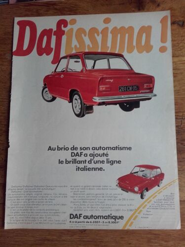 Publicité Années 1950/1960 Automobilesdaf Automatique Dafissima