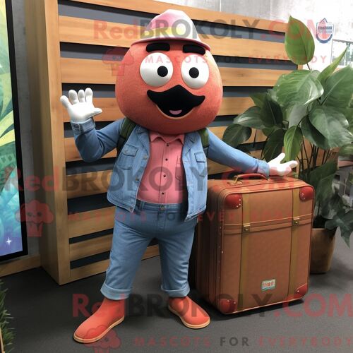 Personnage Mascotte Redbrokoly D Un Orange Plate Spinner Habillé D Une Robe Longue Et De Coussinets De Pieds