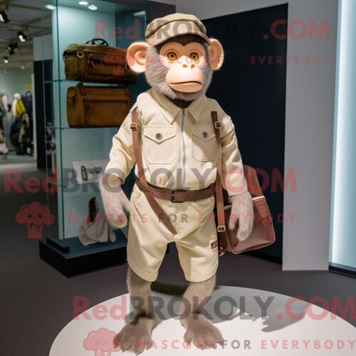 Mascotte Redbrokoly De Personnage De Singe Beige Habillé Avec Un Bermuda Et Des Ceintures