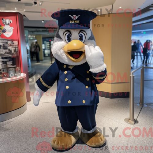 Costume Mascotte Redbrokoly D Aglet Marine Personnage Habillé D Une Parka Et De Bérets