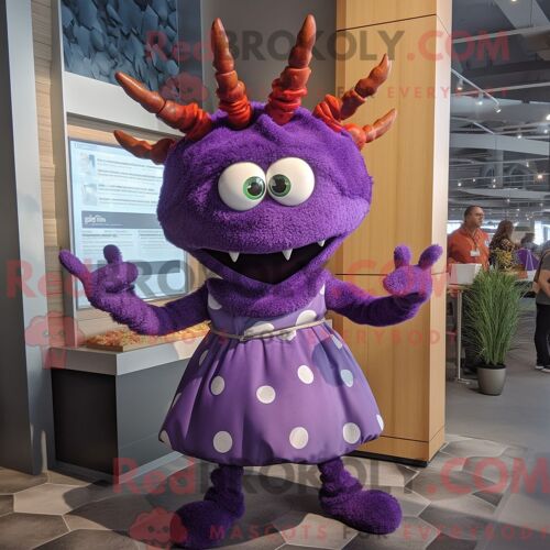 Costume Mascotte Redbrokoly D Aubergine Noire Personnage Habillé D Un Manteau Et De Montres Numériques