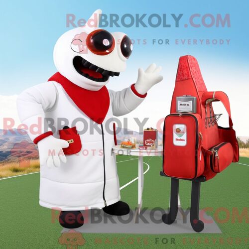 Personnage Mascotte Redbrokoly D Un Ours En Peluche Crème Habillé D Un Costume Et De Pochettes