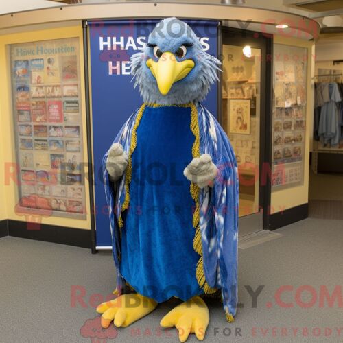 Personnage Mascotte Redbrokoly D Une Poule Bleue Habillée D Une Robe Longue Et De Châles