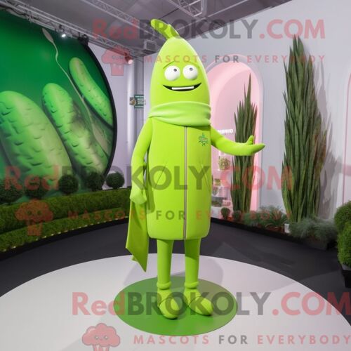 Costume Mascotte Redbrokoly D Asperges Vert Citron Habillé D Un Col Roulé Et De Pochettes De Costume