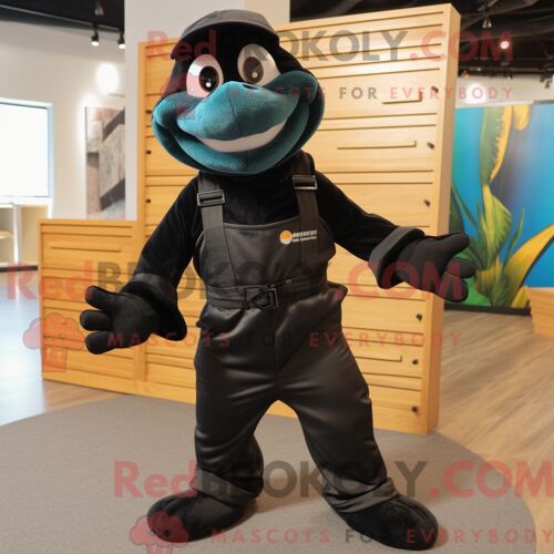 Costume Mascotte Redbrokoly De Tortue Noire Personnage Habillé Avec Une Combinaison Et Des Portefeuilles