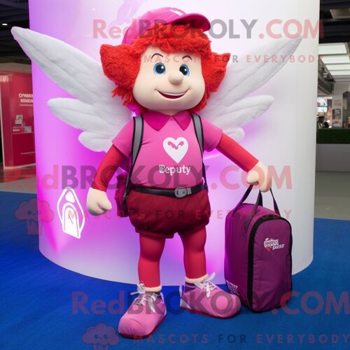 Personnage Mascotte Redbrokoly D Une Bague De Fiançailles Rouge Habillée D Une Robe Et D Épingles À Chapeau