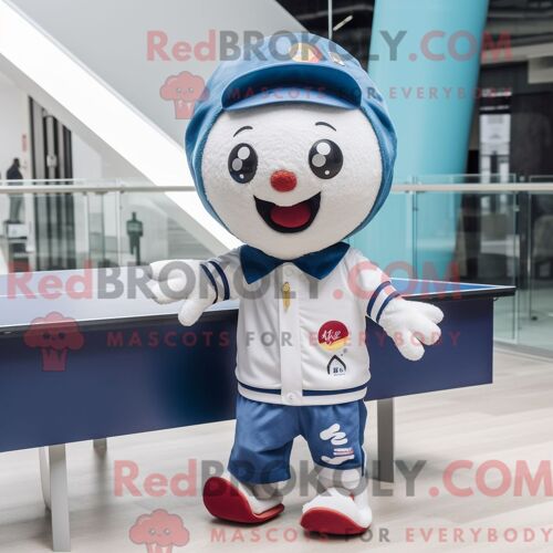 Personnage De Costume De Mascotte Redbrokoly De Table De Ping-Pong Habillé Avec Une Chemise Boutonnée Et Des Bonnets