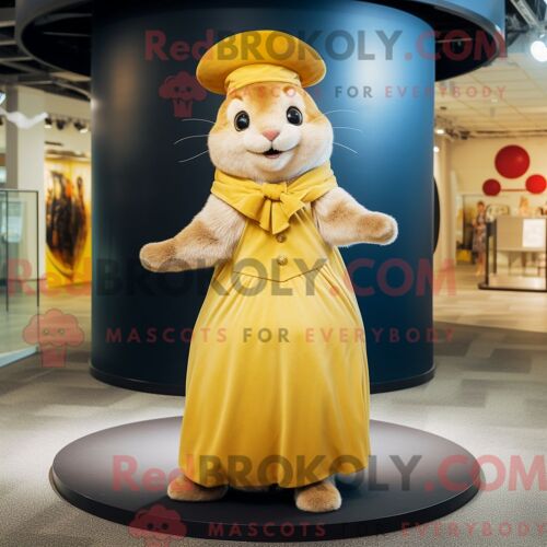 Costume Mascotte Redbrokoly De Loir Doré Personnage Habillé D Une Jupe Longue Et De Bérets