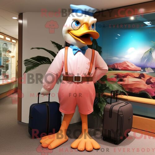 Personnage Mascotte Redbrokoly D Un Blue Mango Habillé D Une Robe Trapèze Et De Boucles D Oreilles