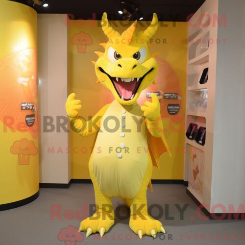 Personnage Mascotte Redbrokoly D Un Kraken Jaune Habillé D Une Chemise En Popeline Et De Bracelets