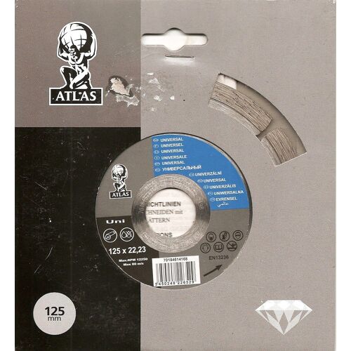 disque diamant universel atlas - diamètre 125mmx22,23