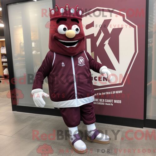Personnage Mascotte Redbrokoly D Un Roi Marron Habillé D Un Bomber Et De Lacets De Chaussures