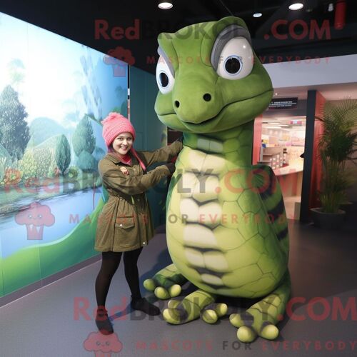 Personnage Mascotte Redbrokoly D Un Loup-Garou Rouge Habillé D Une Blouse Et De Gants