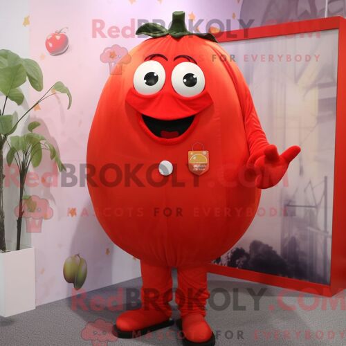 Personnage De Costume De Mascotte Redbrokoly De Tomate Rouge Habillé D Un Pantalon De Costume Et De Coussinets De Pied
