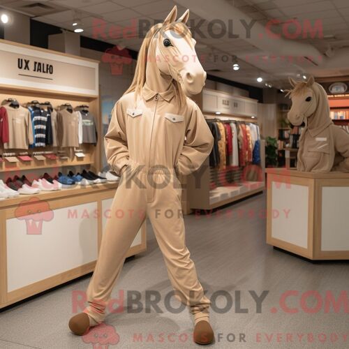 Costume Mascotte Redbrokoly De Tan Mare Personnage Habillé D Une Combinaison Et De Lacets De Chaussures