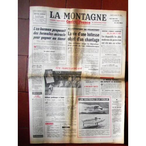 La Montagne 25 Nov 1972.La Vie D'une Hôtesse Objet D'un Chantage Aéroport De Francfort