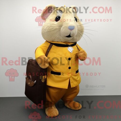 Personnage Mascotte Redbrokoly D Un Perroquet Doré Habillé D Une Robe De Mariée Et De Bérets