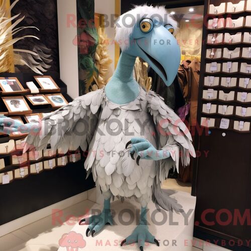 Costume De Mascotte Redbrokoly D Oiseau Dodo Argenté Personnage Habillé Avec Un Pantalon Capri Et Des Portefeuilles