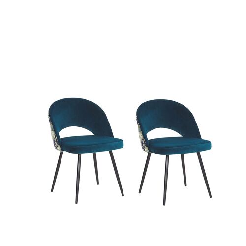 Chaise de salle à manger Set de 2 Velours Bleu azur VIVIAN