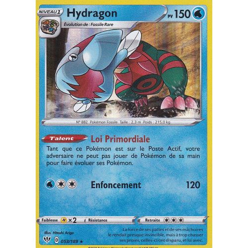Carte Pokemon - Hydragon - 53/189 Holo-Rare - 150pv - Épée Et Bouclier 3 Ténèbres Embrasées