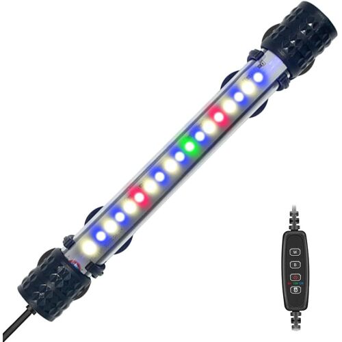 Kalanka-Submersible Led Aquarium Lumière,Lampe Aquarium Mit Timer&dimmfunktion,3 Lichtmodi Dimmbare Und 4-Farben-Led,10 Helligkeitsniveaus Optional Und 3 Stufen Zeitgesteuerter Loop 18leds-18cm