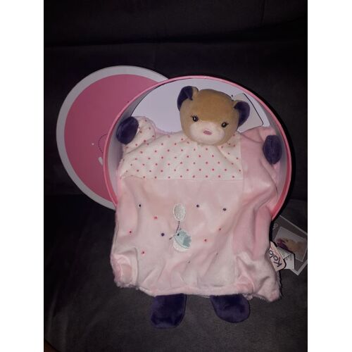 K969865 Kaloo Petite Rose Violet Pois Doudou Marionnette Ours 20 Cm Oiseau Bleu Avec Un Ballon Accroché Au Bec