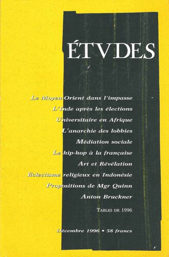 Etudes Decembre 1996 Le Moyen-Orient Dans L'impasse