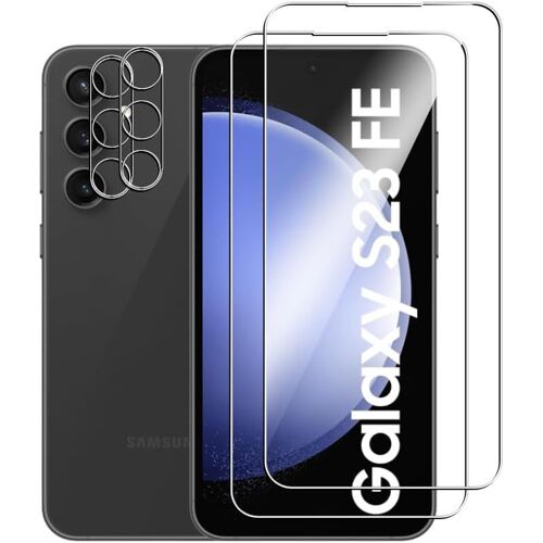 Verre Trempé(2)+Caméra Arrière Protecteur(2)Pour Samsung Galaxy S23 Fe Film Protection Ecran Verre Trempe Glass Screen Protector Tempered Ultra Resistant Vitre Ecran Protecteur Anti Rayure