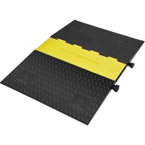 Rampe De Protection De Câble-Vevor -114,5x80x5 Cm-Charge 10000 Kg -Couvercle Supérieur Rabattable- Routes-Noir/Jaune