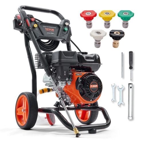 Nettoyeur Haute Pression à Gaz 3400 PSI-VEVOR-2,6 GPM Pompe en Cuivre Pistolet Pulvérisateur-pour Nettoyage Voitures, Maisons