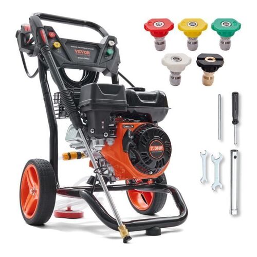Nettoyeur Haute Pression à Gaz 3600 PSI-VEVOR- 2,6 GPM Pompe en Cuivre Pistolet Pulvérisateur-pour Nettoyage Voitures, Maisons