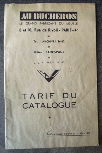 Catalogue Au Bucheron Le Grand Fabricant Du Meuble Tarif 1957