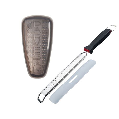 Fm Professional 9927950 Duo Râpe À Zeste Et Râpe À Parmesan Avec Boîte De Rangement, Râpe À Agrumes, Zesteur Agrumes, Rape A Zeste, Râpe À Fromage, Rape A Parmesan, Acier Inoxydable, Plastique, 42 Cm