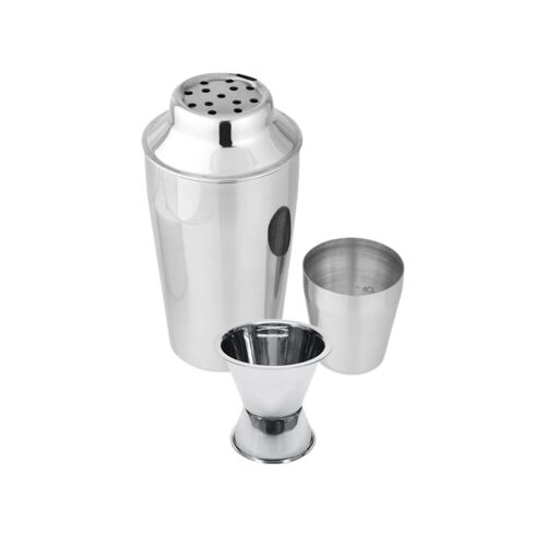 Fackelmann 9937050 Set Shaker À Cocktails En Inox Et Doseurs À Alcool Pour Cocktails, Shaker Barman 400 Ml, Doseur 2 Cl, Doseur 4 Cl, Acier Inoxydable, Argenté, 19,5 X 7,5 Cm