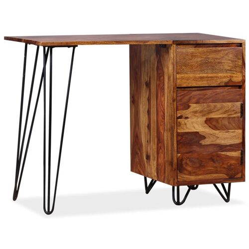 Vidaxl Bureau Avec 1 Tiroir Et 1 Armoire Bois Massif