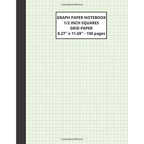Graph Paper Notebook: Large 1/2 Inch Squares (100 Pages Thick Solid Lines)