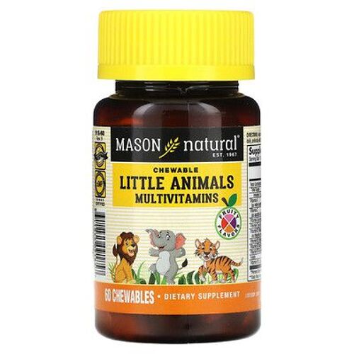 Mason Natural Multivitamines Little Animals, Fruité, 60 Comprimés À Croquer 