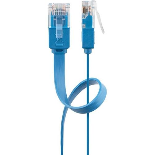 Goobay CAT 6 Câble Patch Plat, U/UTP, bleu conducteur en cuivre (CU) 1m