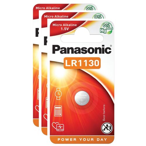 Panasonic Lot de 3 Piles Bouton Cell Power LR54 (LR1130) Alcaline manganese 1,5V 65 mAh