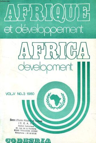 Afrique Et Developpement, Africa Development, Vol. V, N° 3, Juillet-Sept. 1980